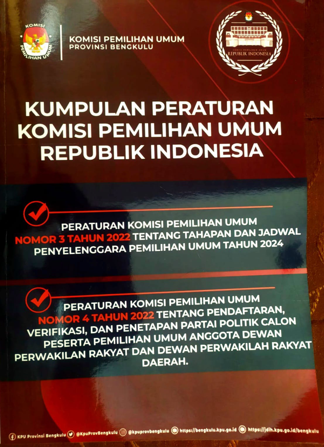 KUMPULAN PERATURAN KOMISI PEMILIHAN UMUM REPUBLIK INDONESIA NOMOR 3 DAN 4 TAHUN 2022